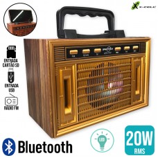 Caixa de Som Bluetooth Retrô 20W GTS-1737 X-Cell - Dourada